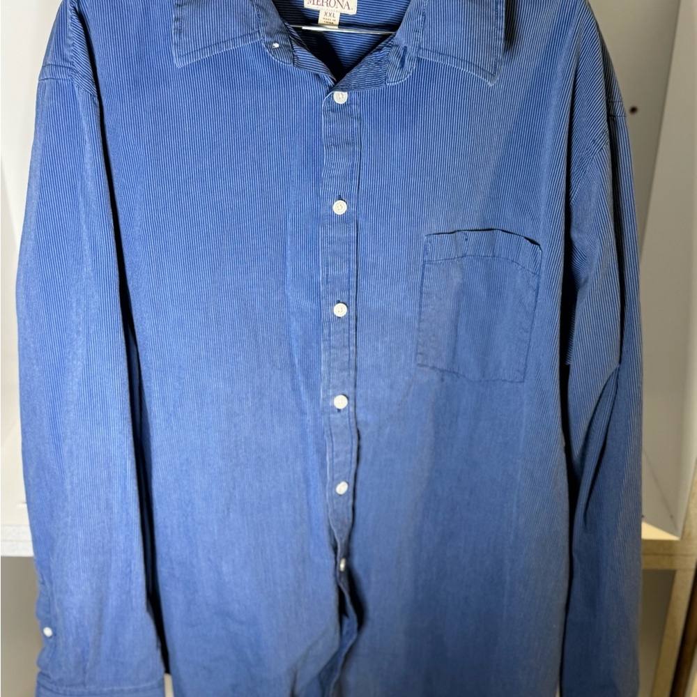 Merona Men's Blue Button-Down Shirt — Classic Long Sleeve